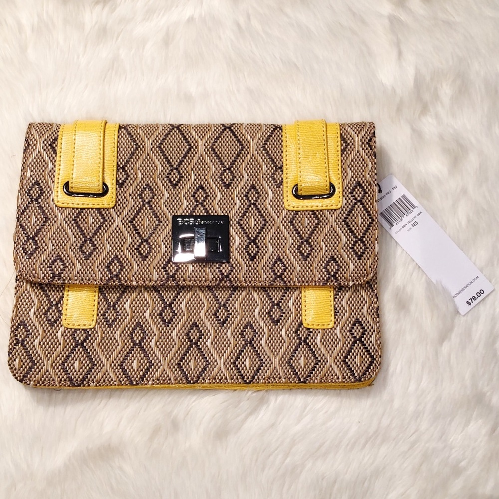 BCBGeneration Yellow Tribal Print Clutch